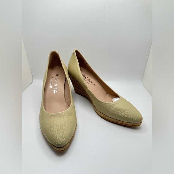 NWT Viscata Roses Canvas Wedge Pumps (U Cut) Sage Green Limited Edition EURO 36 - Picture 3 of 12